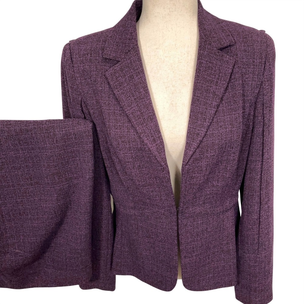 Kay Unger NY Skirt Suit Womens Jacket 10 Skirt 12‎ Purple Black Woven Career 2pc